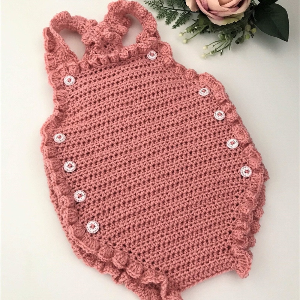Pink Crochet Baby Romper